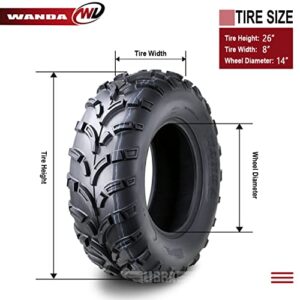 Set of 2 WANDA ATV/UTV Tires 26x8-14 /6PR P373-10205 …