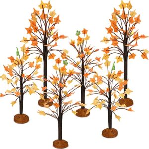 6 pieces mini decor trees small holiday branch village trees artificial model trees miniature trees village displays tree for house garden festival decorations, 3 sizes (maple tree)
