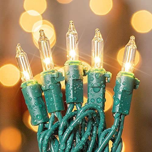 mimigogo 50-Count White Christmas Lights with Green Wire,Mini String Lights for Holiday Decorations, Christmas Tree Lights, Holiday Party, Wedding, Xmas, Home, Indoor & Outdoor Use (13ft Long)