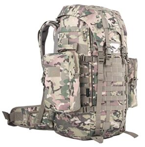 backferry large military backpack army rucksack with internal frame hydration and molle compatible. top and front load for wild camping backpacking hiking bushcraft adventure 60l