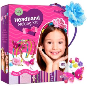 pretty me headband making kit for girls - make your own fashion headbands for kids - diy hair accessories set - arts & crafts gift for ages 5-12 year old girl - little children's art & craft gifts