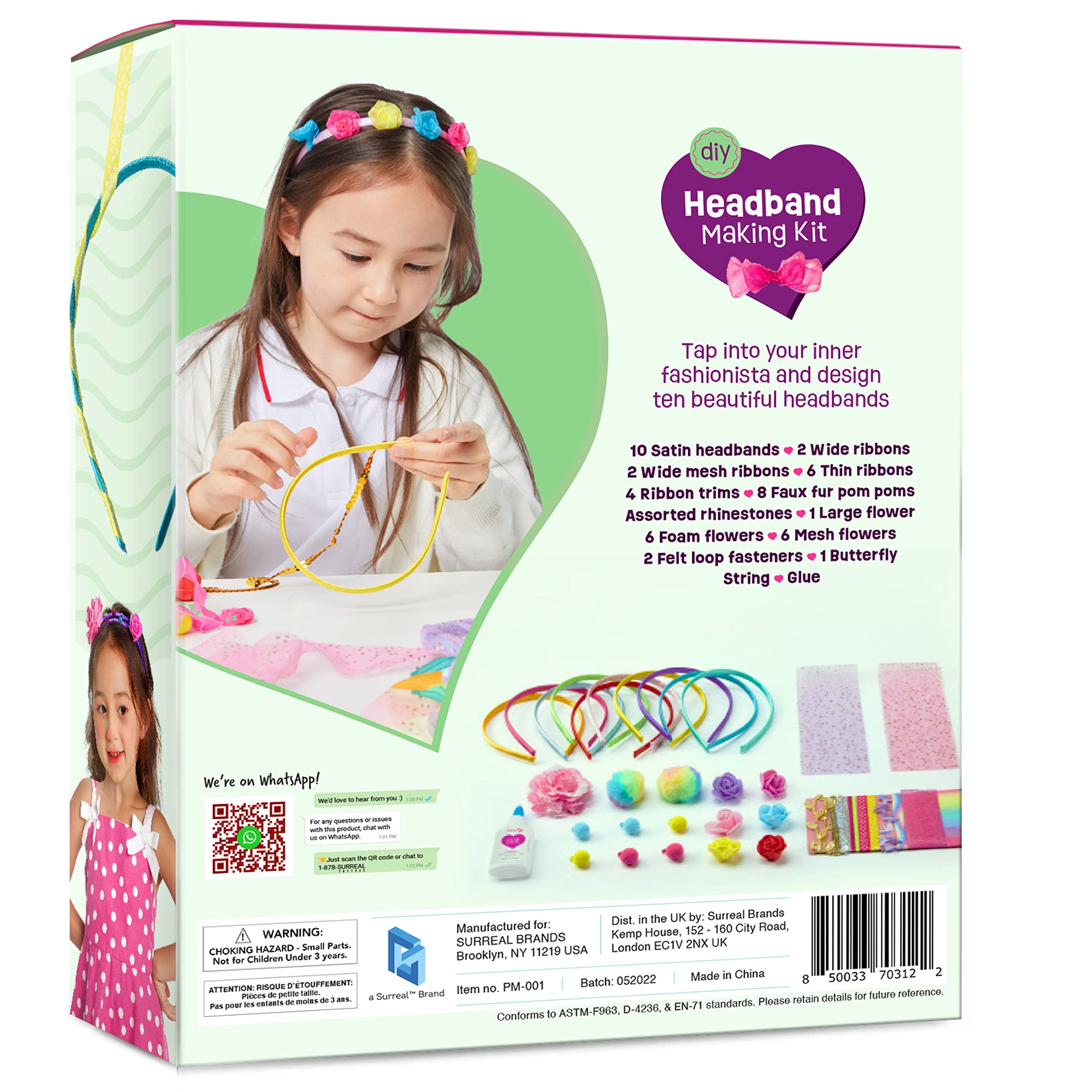 Pretty Me Headband Making Kit for Girls - Make Your Own Fashion Headbands for Kids - DIY Hair Accessories Set - Arts & Crafts Gift for Ages 5-12 Year Old Girl - Little Children's Art & Craft Gifts