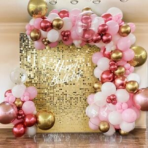 Light Gold Shimmer Wall Backdrop Square Sequin Wall Panel Backdrop Decor for Wedding, Anniversary, Birthday, Party, 12 Panels