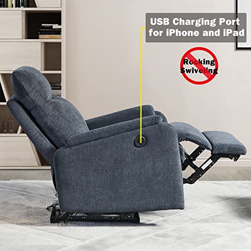 cinkehome Electric Power Recliner-Small Breathable Fabric Reclining Chair-USB Ports-Electric Home Theater Seating-Recliners for Small Spaces-Home Living Room Bedroom-Grey