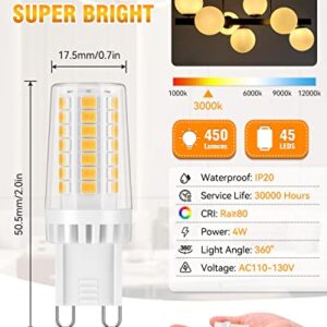 Cnkeeo G9 LED Bulb Warm White 3000K, 4W G9 LED Light Bulbs 40W Halogen Equivalent, 450 Lumen, 360° Beam Angle, Non-Dimmable, No Flicker, 6 Pack Bi-pin G9 Base Bulbs for Chandeliers Home Lighting
