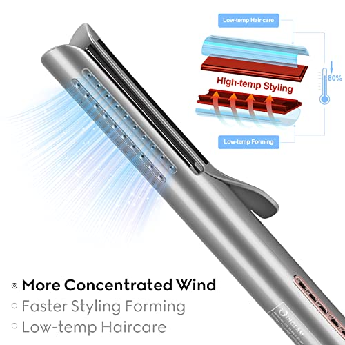 Anti Scald Airflow Styler Hair Straightener Iron with Breeze Fan & Felt Fabric, IG INGLAM 2 in 1 Professional Straight and Curl Hair Tools 2022 Update Version Perfect Nice Gift