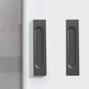 fanruier 2pc punch-free sliding door self-adhesive handle window glass door kitchen door cover door sliding door handle double-sided adhesive paste (grey)