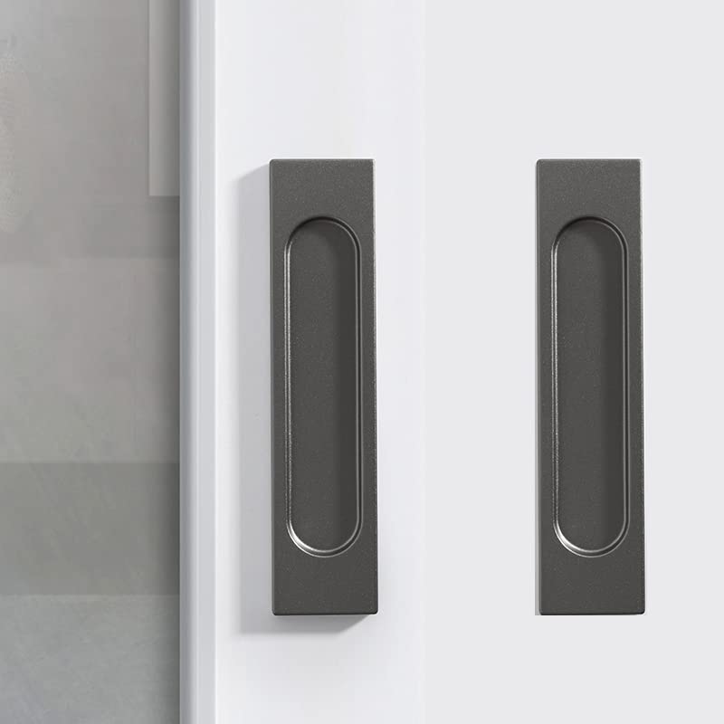 Fanruier 2PC Punch-Free Sliding Door self-Adhesive Handle Window Glass Door Kitchen Door Cover Door Sliding Door Handle Double-Sided Adhesive Paste (Grey)