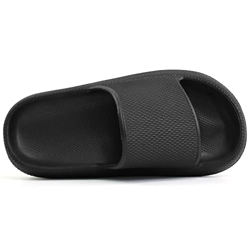 WYSBAOSHU Kid's Cloud Slides Girls Boys Pillow Slippers Comfort Non-Slip Thick Sole Slippers Summer Beach Shoes Black 4 Big Kid