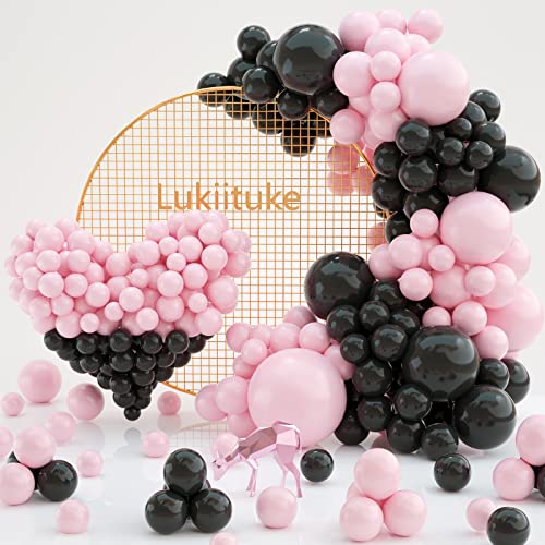 Black and Pink Balloons Garland Kit 104 PCS Pastel Pink and Black Balloon Party Decorations 18In 12 In 10In 5In Black Pink Balloons for Wedding Bridal Shower Anniversary Birthday Party Baby Shower