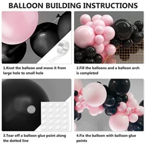 Black and Pink Balloons Garland Kit 104 PCS Pastel Pink and Black Balloon Party Decorations 18In 12 In 10In 5In Black Pink Balloons for Wedding Bridal Shower Anniversary Birthday Party Baby Shower