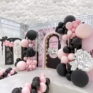 Black and Pink Balloons Garland Kit 104 PCS Pastel Pink and Black Balloon Party Decorations 18In 12 In 10In 5In Black Pink Balloons for Wedding Bridal Shower Anniversary Birthday Party Baby Shower