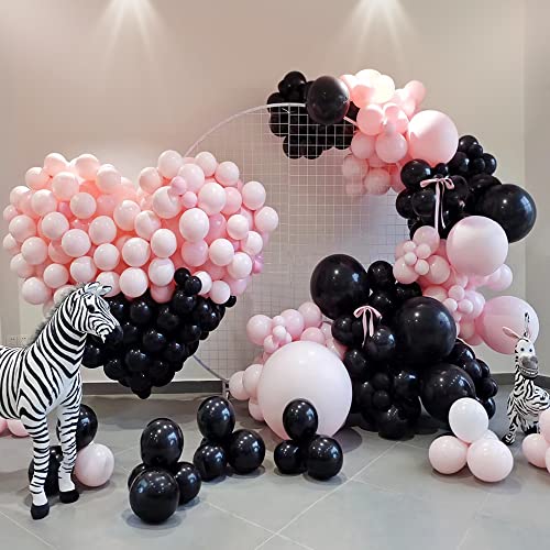 Black and Pink Balloons Garland Kit 104 PCS Pastel Pink and Black Balloon Party Decorations 18In 12 In 10In 5In Black Pink Balloons for Wedding Bridal Shower Anniversary Birthday Party Baby Shower