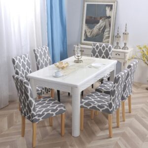 spandex geometric printed stretch chair cover for dining room office banquet chair protector elastic material armchair cover s22 1 pcs