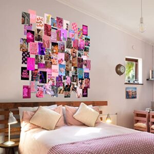 pwlsmomo Wall Collage Kit pink Aesthetic Trendy Photo Collage Kit, Dorm Room Decor 70 Pcs 4x6 Inch