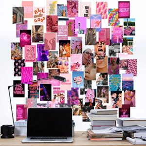 pwlsmomo Wall Collage Kit pink Aesthetic Trendy Photo Collage Kit, Dorm Room Decor 70 Pcs 4x6 Inch