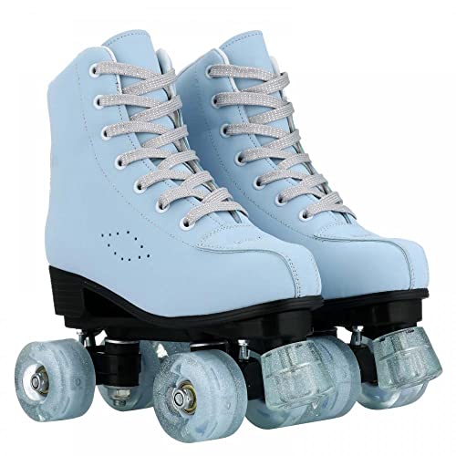 Roller Skates for Women Girls, Skyblue Premium Frosted Material Roller Skates, Classic Double-Row High-top Roller Skates for Beginner, Indoor Outdoor Roller Skates (Women US: 9)