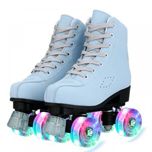 Roller Skates for Women Girls, Skyblue Premium Frosted Material Roller Skates, Classic Double-Row High-top Roller Skates for Beginner, Indoor Outdoor Roller Skates (Women US: 9)