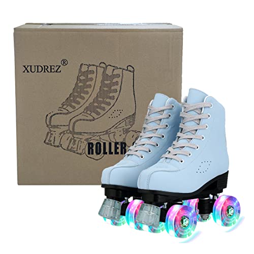 Roller Skates for Women Girls, Skyblue Premium Frosted Material Roller Skates, Classic Double-Row High-top Roller Skates for Beginner, Indoor Outdoor Roller Skates (Women US: 9)