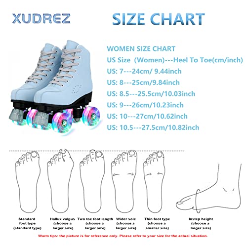 Roller Skates for Women Girls, Skyblue Premium Frosted Material Roller Skates, Classic Double-Row High-top Roller Skates for Beginner, Indoor Outdoor Roller Skates (Women US: 9)