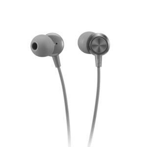 Lenovo - 110 Analog in-Ear Headphones - in-Line Microphone - 3.5mm Connectivity - Play & Pause Button - 3 Sizes of Ear Tips Included,Grey