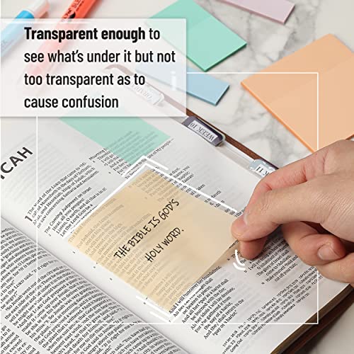 Mr. Pen- Transparent Sticky Notes, 200 pcs, Pastel Colors, See Through Sticky Notes, Sticky Notes Transparent, Sticky Notes Clear, Annotation Sticky Notes, Bible Sticky Notes, Sticky Notes for Books