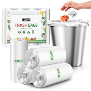 1.6 gallon 220 counts strong trash bags garbage bags, bathroom trash can bin liners, small plastic bags for home office kitchen, clear