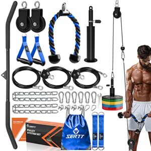 sertt home gym pulley system, tricep workout pulley system for lat pulldown, biceps curl, triceps, shoulders, back, forearm workout, weight cable pulley system for squat rack, garage