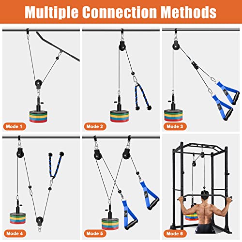 SERTT Home Gym Pulley System, Tricep Workout Pulley System for LAT Pulldown, Biceps Curl, Triceps, Shoulders, Back, Forearm Workout, Weight Cable Pulley System for Squat Rack, Garage