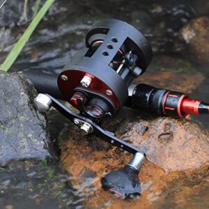 Sougayilang Round Baitcasting Reel with Star Drag Reinforced Graphite Body, Baitcaster Reel for Catfish and Salmon, Inshore Conventional Reel-Right Handle