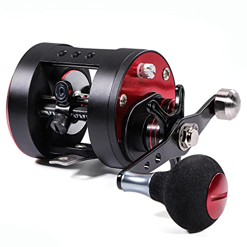 Sougayilang Round Baitcasting Reel with Star Drag Reinforced Graphite Body, Baitcaster Reel for Catfish and Salmon, Inshore Conventional Reel-Left Handle