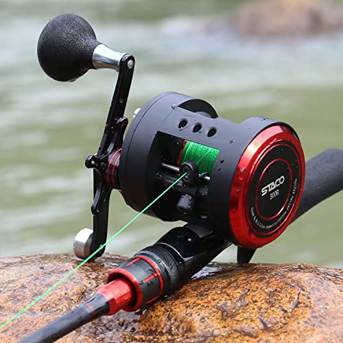 Sougayilang Round Baitcasting Reel with Star Drag Reinforced Graphite Body, Baitcaster Reel for Catfish and Salmon, Inshore Conventional Reel-Left Handle