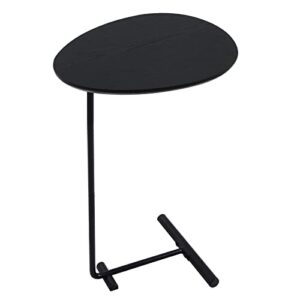 c table,couch tables that slide under,c shaped side table,sofa end table for living room bedside bathroom snack coffee laptop tables,egg oval-shaped,metal frame,easy assembly black（upgraded）