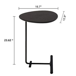 C Table,Couch Tables That Slide Under,C Shaped Side Table,Sofa End Table for Living Room Bedside Bathroom Snack Coffee Laptop Tables,Egg Oval-Shaped,Metal Frame,Easy Assembly Black（Upgraded）