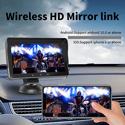 7" HD Double Din Car Stereo,Portable Wireless Touch Screen Apple CarPlay and Android Auto Automatic Multimedia Player,Car Stereo with Mirror Link/Siri/Bluetooth/Navigation Screen for All Vehicles.