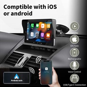 7" HD Double Din Car Stereo,Portable Wireless Touch Screen Apple CarPlay and Android Auto Automatic Multimedia Player,Car Stereo with Mirror Link/Siri/Bluetooth/Navigation Screen for All Vehicles.