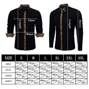 Barry.Wang Men's Casual Shirts Classic Button Down Dress Shirt Formal Inner Contrast Long Sleeve Printed Regular Fit Shirt