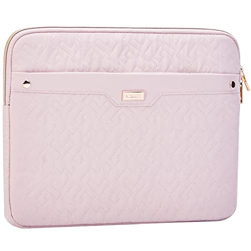 NISHEL Laptop Sleeve Case 13-13.3 Inch, Compatible with MacBook Air, MacBook Pro, HP Dell Lenovo Notebooks, Padded Travel Computer Bag, Laptop Cover with Large Pocket for 12.9 Inch iPad, Pink