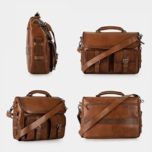 VELEZ Full Grain Leather Backpack for Men Tan Designer Bookbag + Messenger Laptop Briefcase Computer Bag