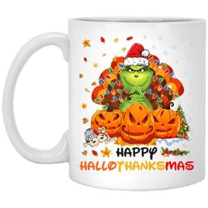 datdesigns christmas mug - happy hallothanksmas and merry christmas fall funny gift for halloween christmas - halloween mug - best gift christmas mugs 11oz, mug-1wvxuwcmje-11oz, white
