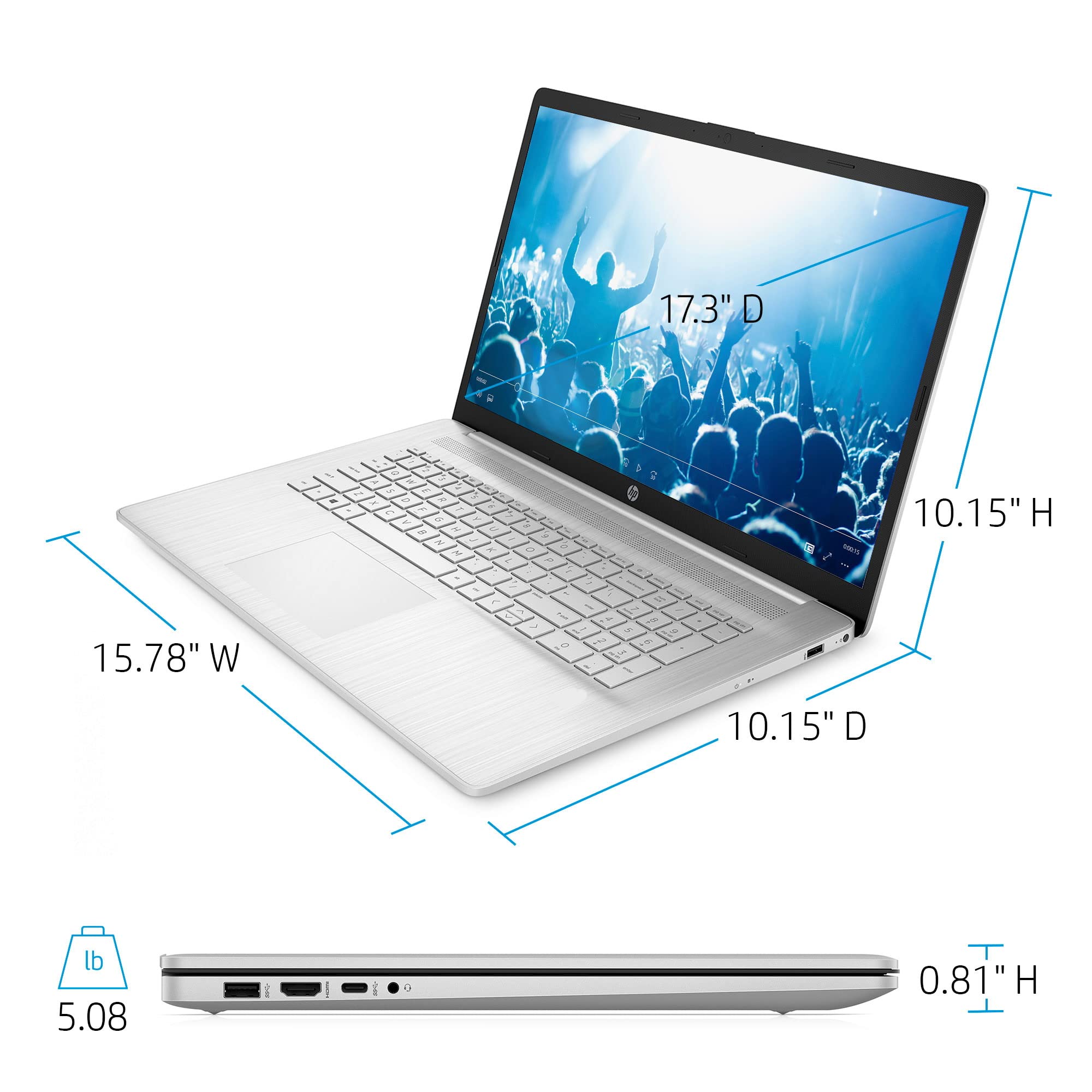 2022 HP High Performance Business Laptop - 17.3" HD+ Touchscreen - 11th Intel i7-1165G7 - GeForce MX450 - 32GB DDR4 - 1TB SSD - WiFi 6 Bluetooth - Backlit Keybard - Windows 11 Pro w/ 32GB USB