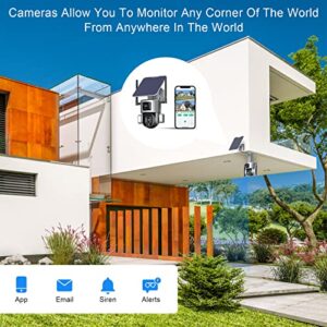 4K Solar Security Cameras Wireless Outdoor with Wireless 2.4G Wi-Fi 360° View, Solar Security Camera with AI Motion Detection, Infrared Night Vision,10x Optical Zoom, PTZ Control, 2-Way Talk, IP66