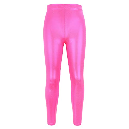 Toddler Girls Dance Bike Short Breathable Playgrounds Gymnastics Glitter Ballet Pants Cute Girl Pants (Hot Pink, 5-6 Years)