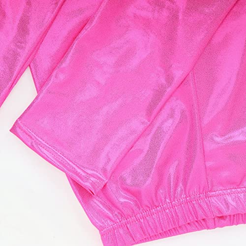 Toddler Girls Dance Bike Short Breathable Playgrounds Gymnastics Glitter Ballet Pants Cute Girl Pants (Hot Pink, 5-6 Years)