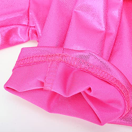 Toddler Girls Dance Bike Short Breathable Playgrounds Gymnastics Glitter Ballet Pants Cute Girl Pants (Hot Pink, 5-6 Years)