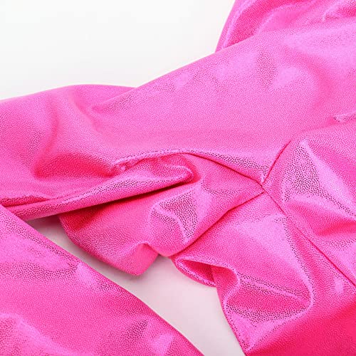 Toddler Girls Dance Bike Short Breathable Playgrounds Gymnastics Glitter Ballet Pants Cute Girl Pants (Hot Pink, 5-6 Years)