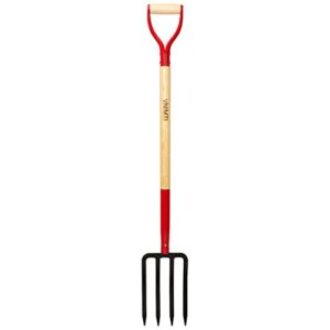 vnimti garden fork,4-tine spading fork,compost fork,steel digging fork,45inch,steel y-grip,wooden handel