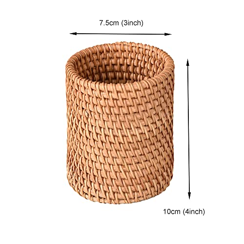 Eiyye Handmade Rattan Pencil Holder, Handmade Makeup Brush Holder, Rattan Pen Cup For Office&Home Desktop Organizer