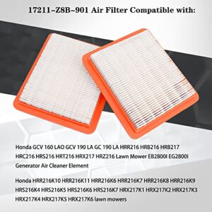 AWSZH 17211-Z8B-901 17211-zl8-023 Air Filter fit for Honda gc135 gcv135 gc160 gcv160 gc190 gcv190 gx100 and gxv57 Engines Lawn Mower Air Cleaner 491588 399959 F220 tillers, Bomag BT60(Pack of 2)