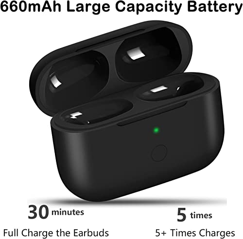 Wireless Charging Case Compatible with AirPods Pro, Qi-Certified for Airpods Pro Charger Replacement Cases, Support Bluetooth Pairing&Sync Button, 660 Mah Built-in Battery, Black(Earbuds Not Included)